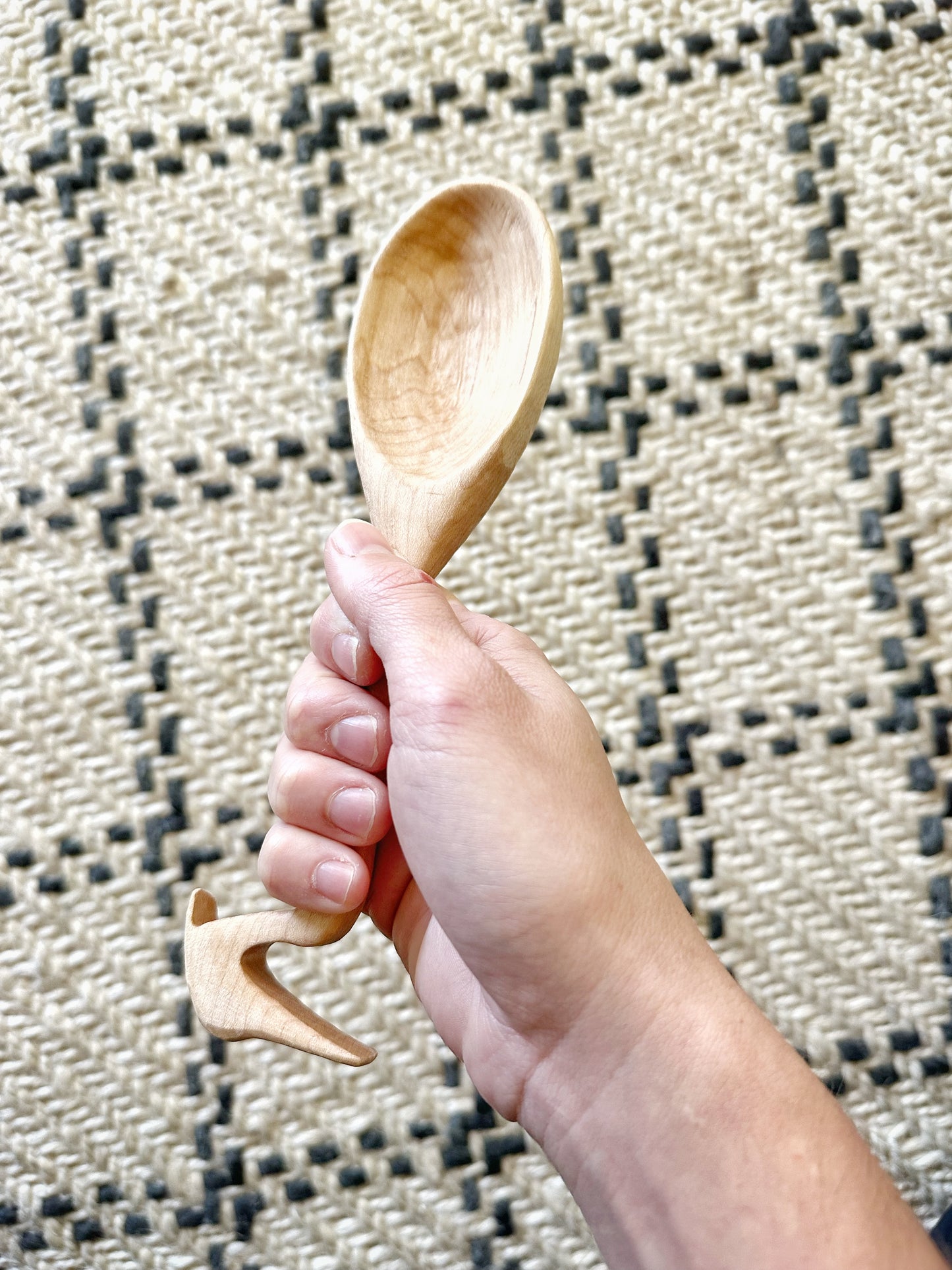 Hand carved heron spoon