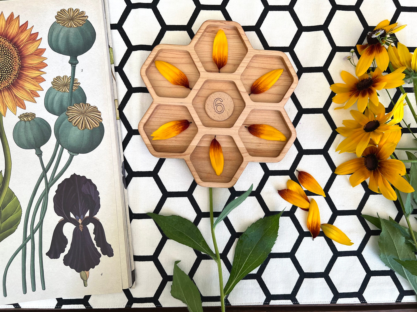 Honeycomb flower play tray
